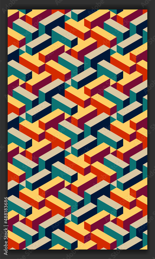 Aufkleber 3d isometric pattern vector in soft or pastel colors, 3d cubes abstract background