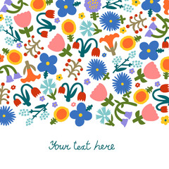 Spring primroses. Cute greeting card. Delicate flowers.