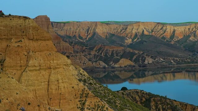 Eroded landscape of the C&aacute;rcavas or Barrancas de Buruj&oacute;n in the surroundings of the Castrej&oacute;n reservoir. Province of Toledo, Castilla-La Mancha, Spain, Europe