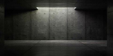 modern concrete basement subground hall with day lighting 3d render illustration - obrazy, fototapety, plakaty