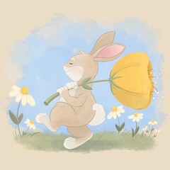 Kids illustration a rabbit for card,posters and other things, 2023 the year of the rabbit