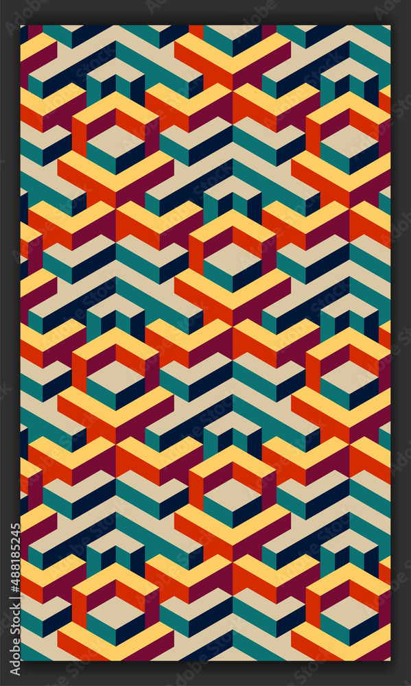 Aufkleber 3d isometric pattern vector in soft or pastel colors, 3d cubes abstract background