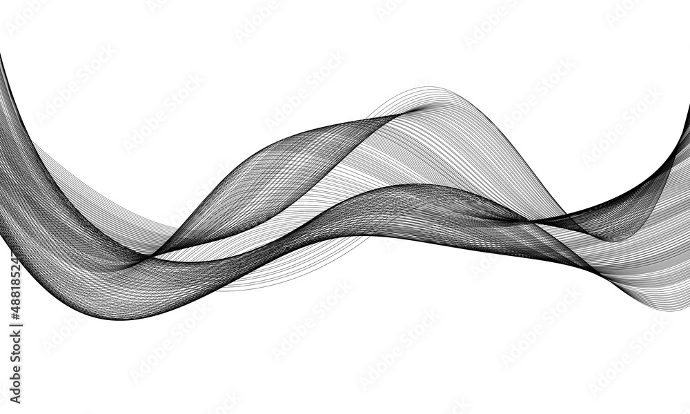 Poster abstract black lines curve wave on white background vector