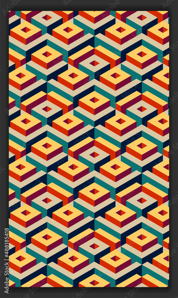 Aufkleber 3d isometric pattern vector in soft or pastel colors, 3d cubes abstract background