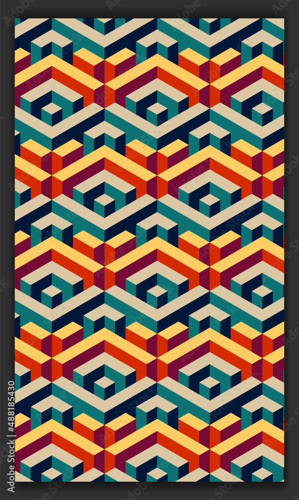 Aufkleber 3d isometric pattern vector in soft or pastel colors, 3d cubes abstract background