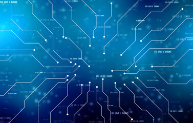 Obraz premium Abstract futuristic circuit board Illustration, Circuit board with various technology elements, Abstract speed technology concept, futuristic digital innovation background
