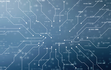 Abstract futuristic circuit board Illustration, Circuit board with various technology elements, Abstract speed technology concept, futuristic digital innovation background