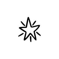 Isolated star with rays in doodle style