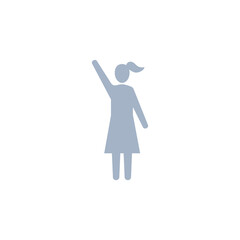 People raise hand icon, Vector silhouette illustration. 