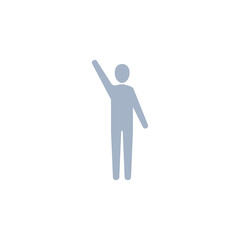 People raise hand icon, Vector silhouette illustration. 