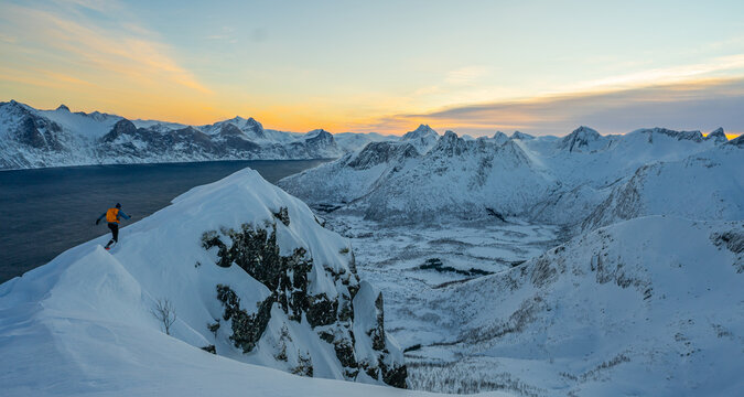 Mountain run in the winter Norway