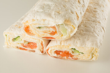thin flour rolls stuffed with seafood