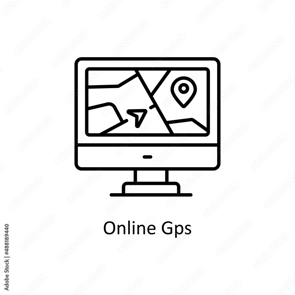 Poster Online Gps vector Outline icon for web isolated on white background EPS 10 file