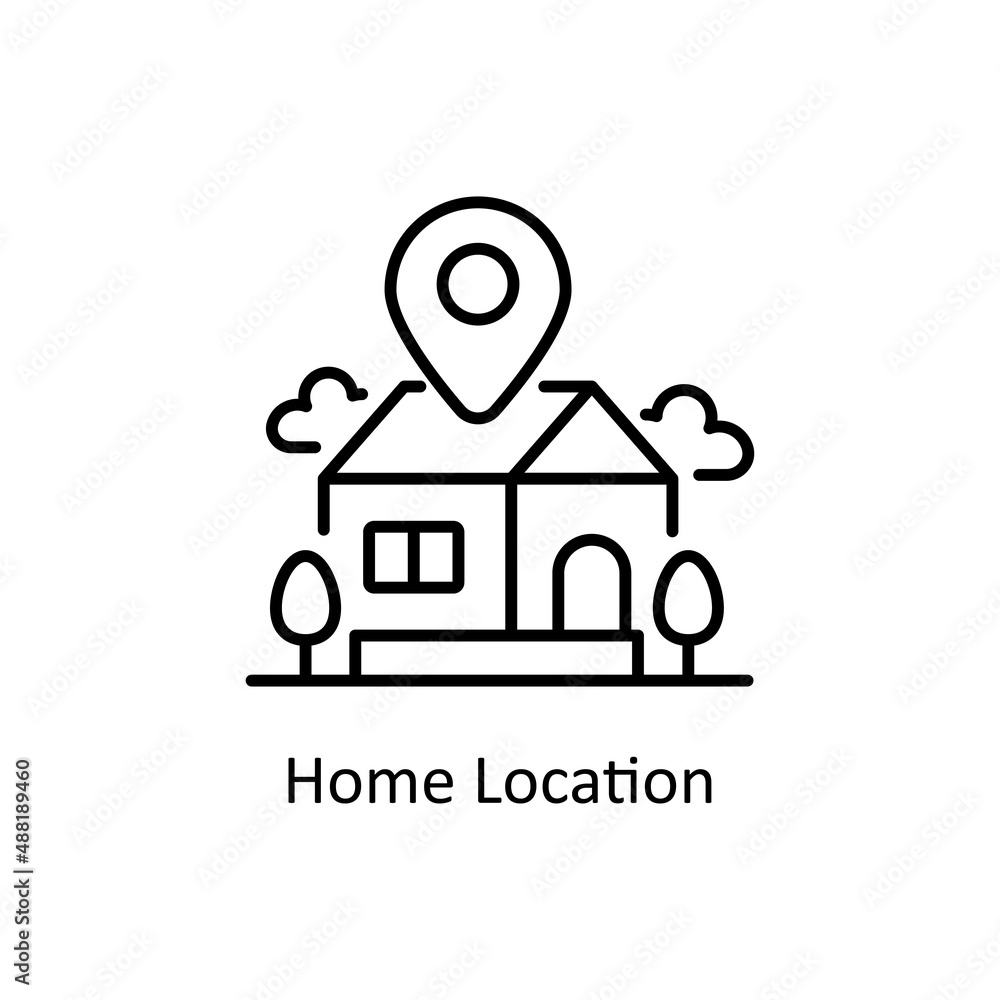 Aufkleber home location vector outline icon for web isolated on white background eps 10 file