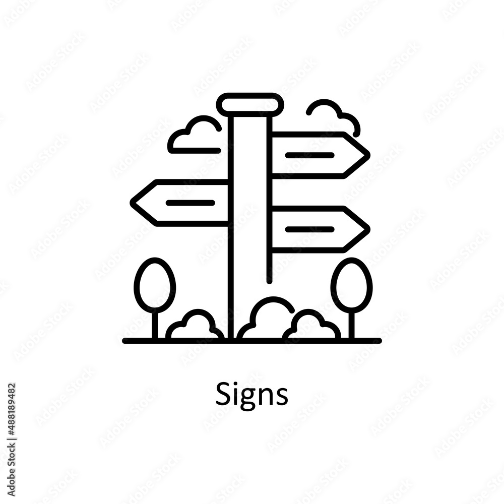 Poster signs vector outline icon for web isolated on white background eps 10 file
