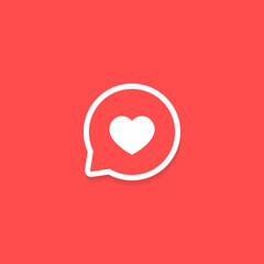 Love, Heart Icon Vector in Speech Bubble Line