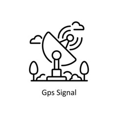 Gps Signal vector Outline icon for web isolated on white background EPS 10 file