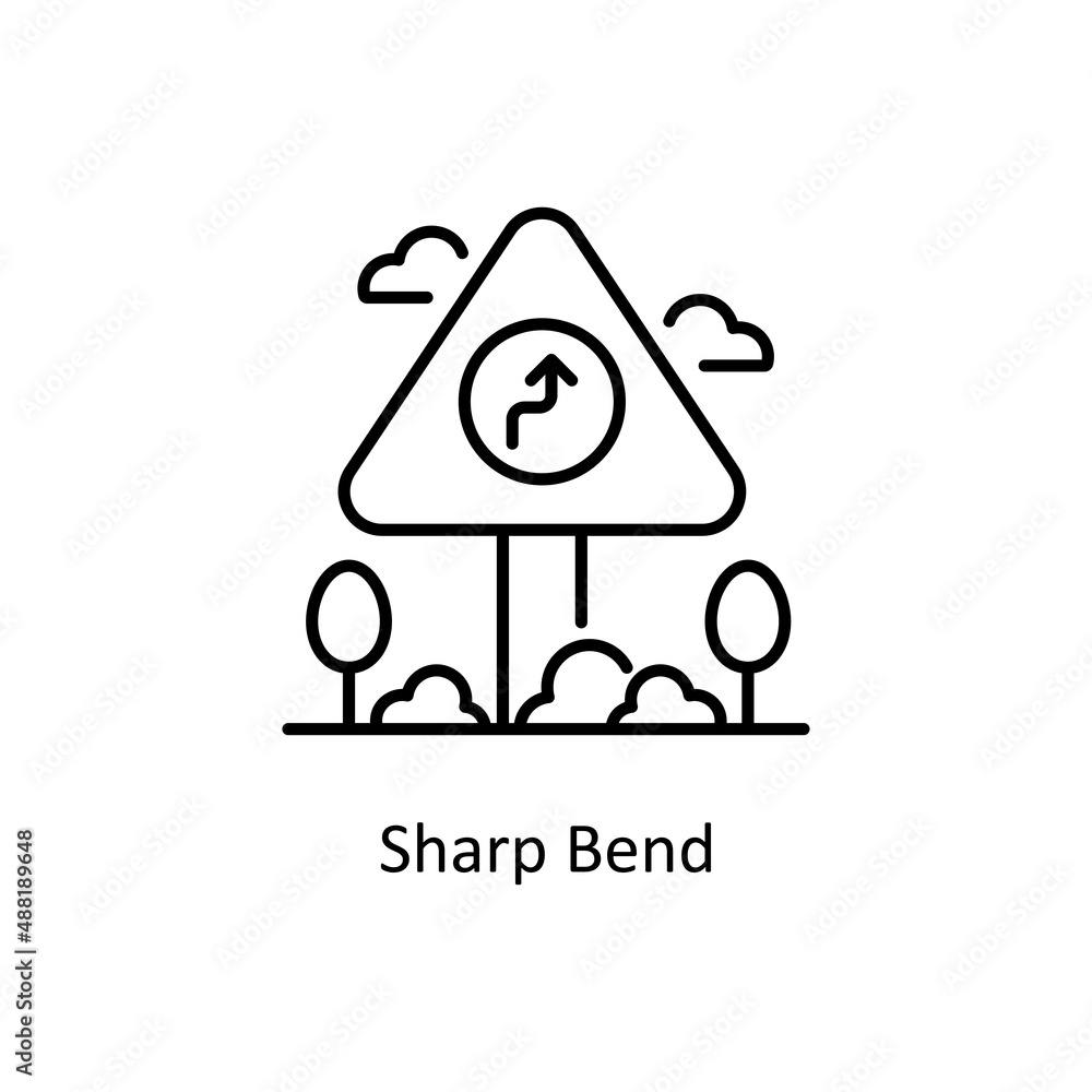 Aufkleber sharp bend vector outline icon for web isolated on white background eps 10 file