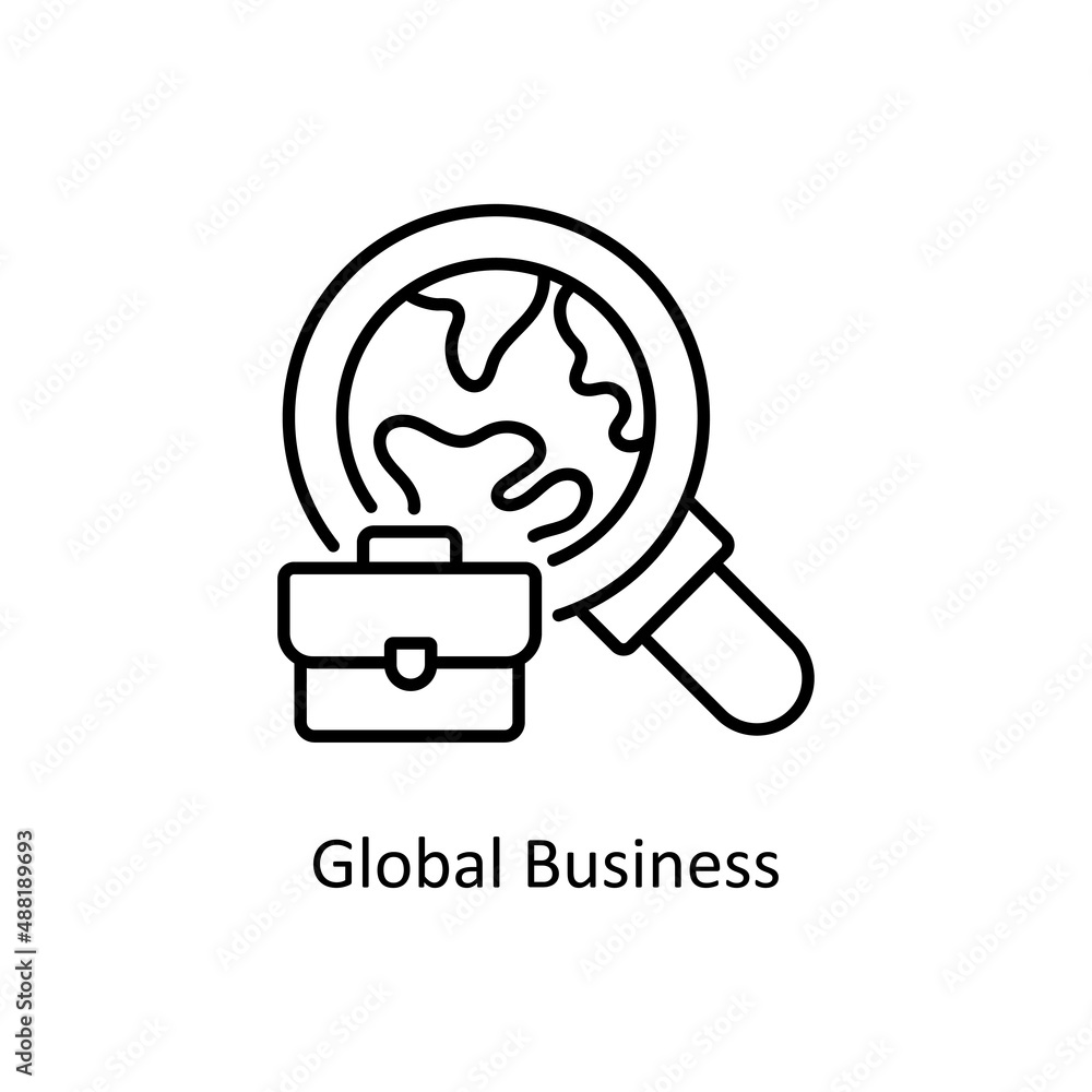 Aufkleber global business vector outline icon for web isolated on white background eps 10 file