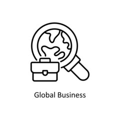 Global Business vector Outline icon for web isolated on white background EPS 10 file