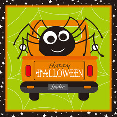 halloween greeting card with spider on the car © Erwin