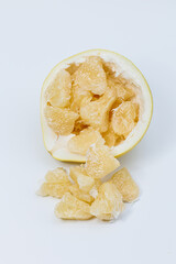 Pomelo fruit isolated on white background, tropical exotic citrus fruit