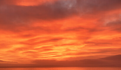 Orange Sunrise, Sunset over the Sea