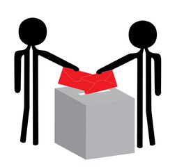 grey box with puppets votng for elections