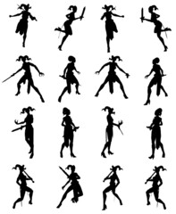 360 rotation of the sword pose female devil silhouette