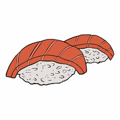 Sushi roll . Japanese cuisine, traditional food. Vector.