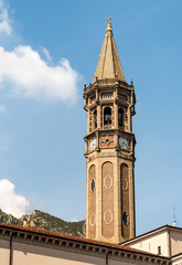 Bell tower of the Basilica of Saint Nicholas in Lecco, Italy