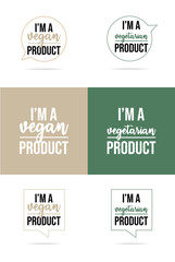 Obraz premium set of vegan and vegetarian logos 