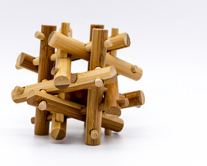 wooden puzzle isolated on white