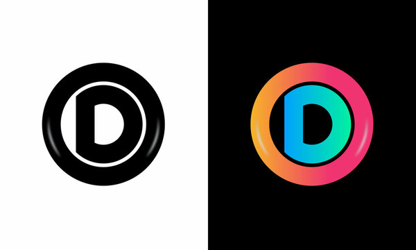 initial letter logo D inside circle shape, OD, DO, D inside O rounded upper case black monogram
