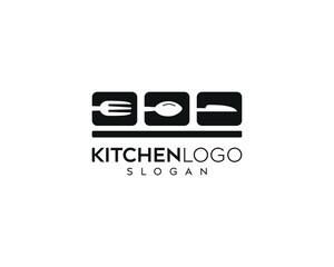 Fototapeta premium Abstract kitchen spoon, fork, knife logo vector design, kitchen logo design