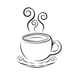 Coffee cup art draw for logo design, template vector illustration
