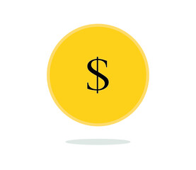 dollar coin icon. Vector illustration of gold coin with dollar sign. money and finance symbol. 