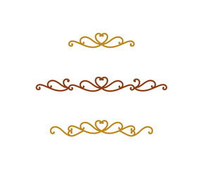 ハートモチーフのシンプルな線の装飾のベクター素材セット © Misumi Kado