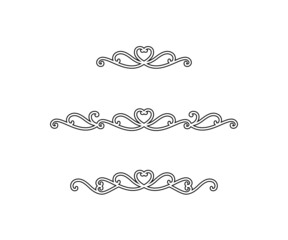ハートモチーフのシンプルな線のティアラ風装飾のベクター素材セット © Misumi Kado