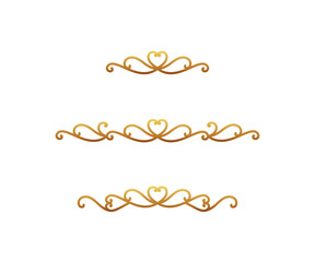 ゴールドのハートモチーフのティアラ風飾り枠のベクター素材セット © Misumi Kado