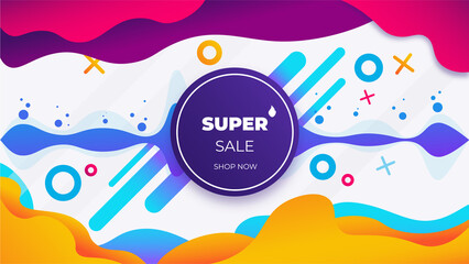 Fototapeta na wymiar Web colorfull banner for shopping and bussines super sale shop now