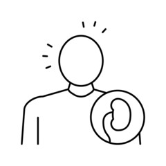 paleness human skin, kidney disease line icon vector illustration