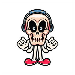 cool skull cartoon vector design