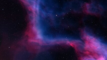 colorful space background with stars, nebula gas cloud in deep outer space, science fiction illustrarion 3d illustration
