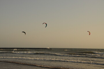 kite surfing on the beach