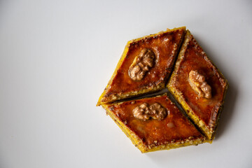 delicious bright pakhlova with nuts photo on the table