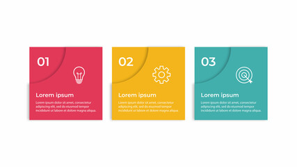 Timeline infographic design with circle for business template. Vector 3 steps.