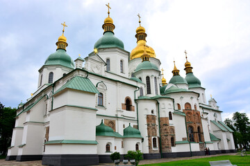 Fototapeta na wymiar Kiev, Ukraine - Saint Sophia Cathedral; Orthodox Church in Byzantine Style at Sofivska Square