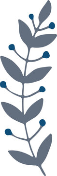 Gray branch with leaves, illustration for decorating