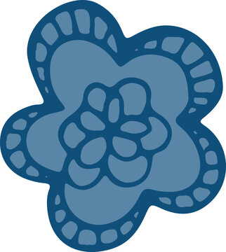Abstract blue flower, decorative illustration